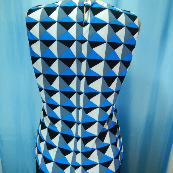 Calvin Klein Pleated Neck Sleeveless Geometric Career Top Size Large NWOT - Picture 4 of 12